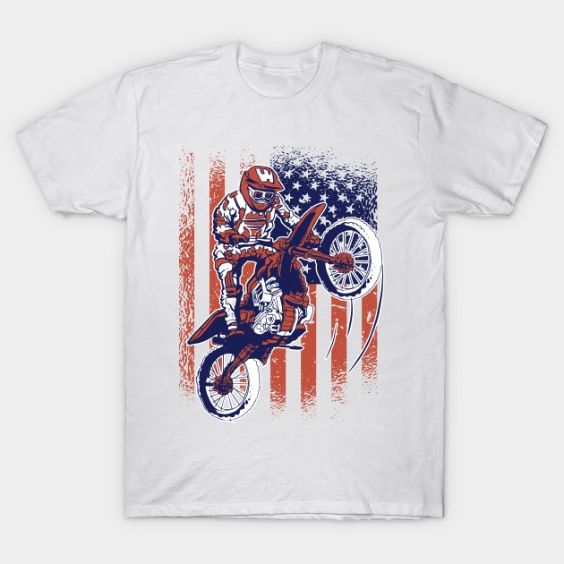 Motocross American Glory T-Shirt by Life2LiveDesign